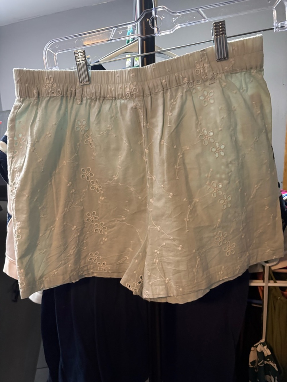 Forever 21 Cream Eyelet Embroidered High Waist Shorts
